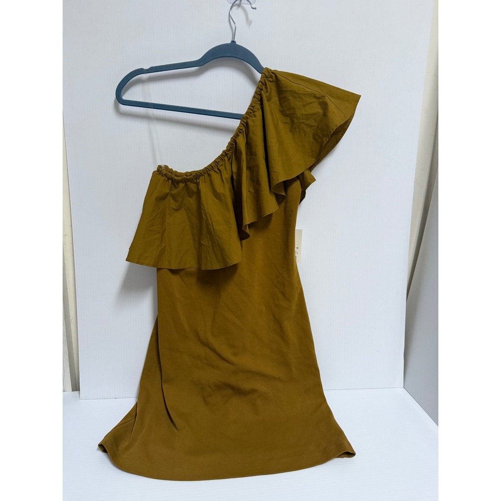A New Day Womens One Shoulder Ruffle Mini Dress Brown XS 018 09 2334